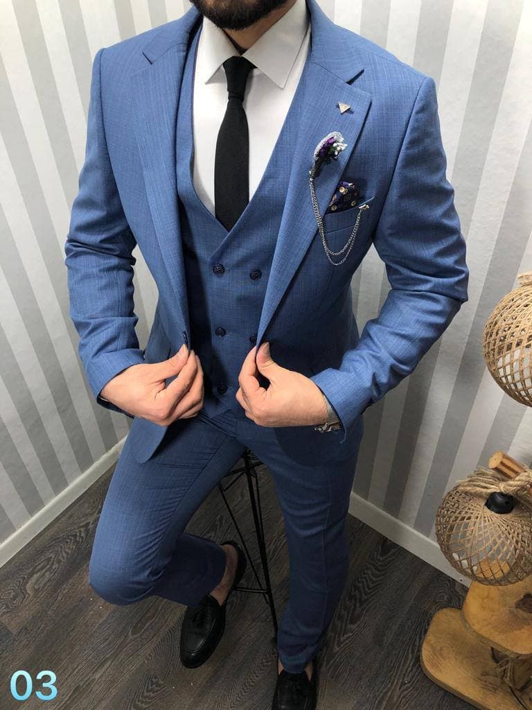 Slim Fit Bernardo Cavalli Size 52 Dusky Blue Suit