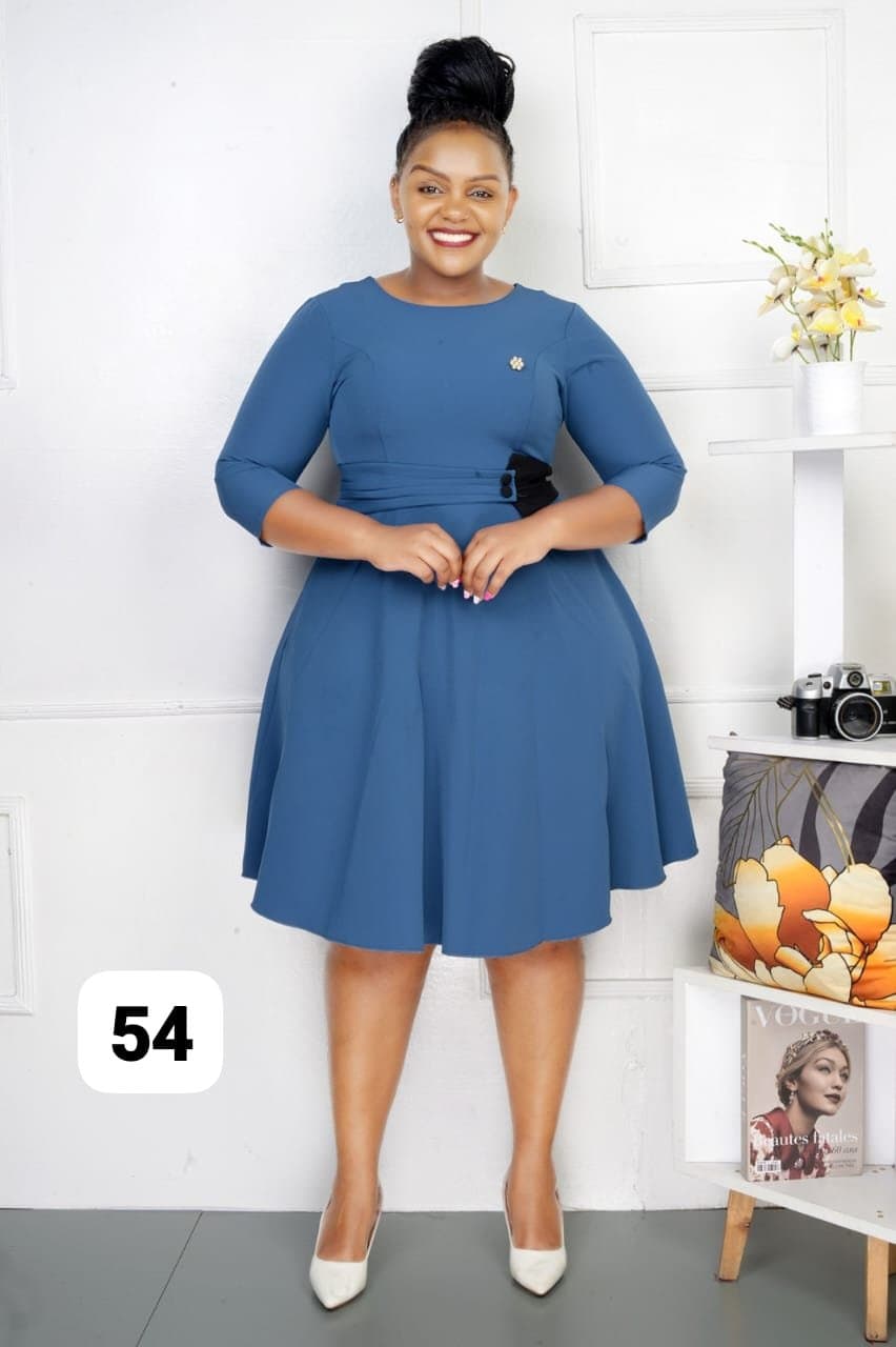 Elegant Blue symmetrical Hem Dress