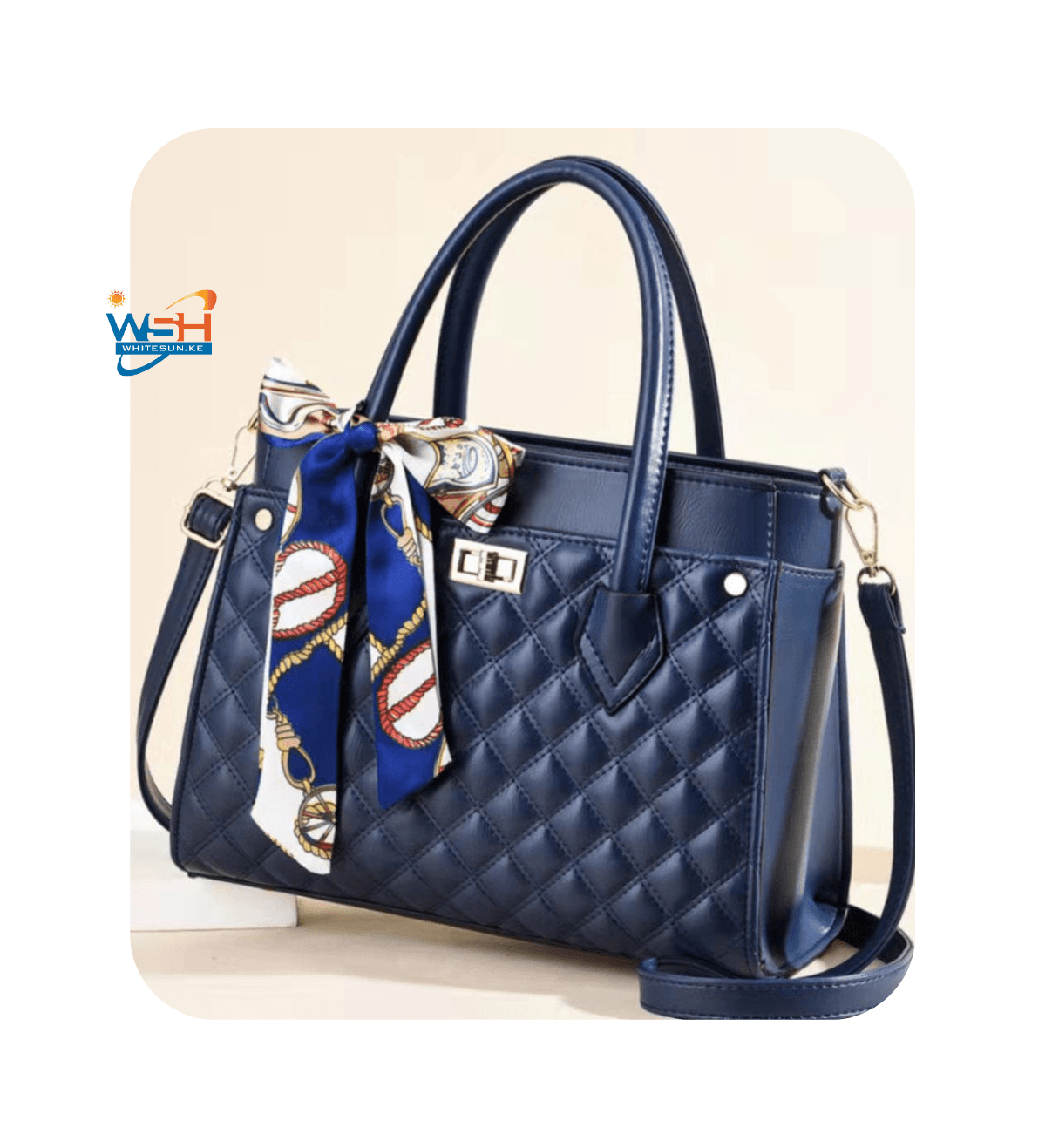 Quilted Elegance Navy Handbag