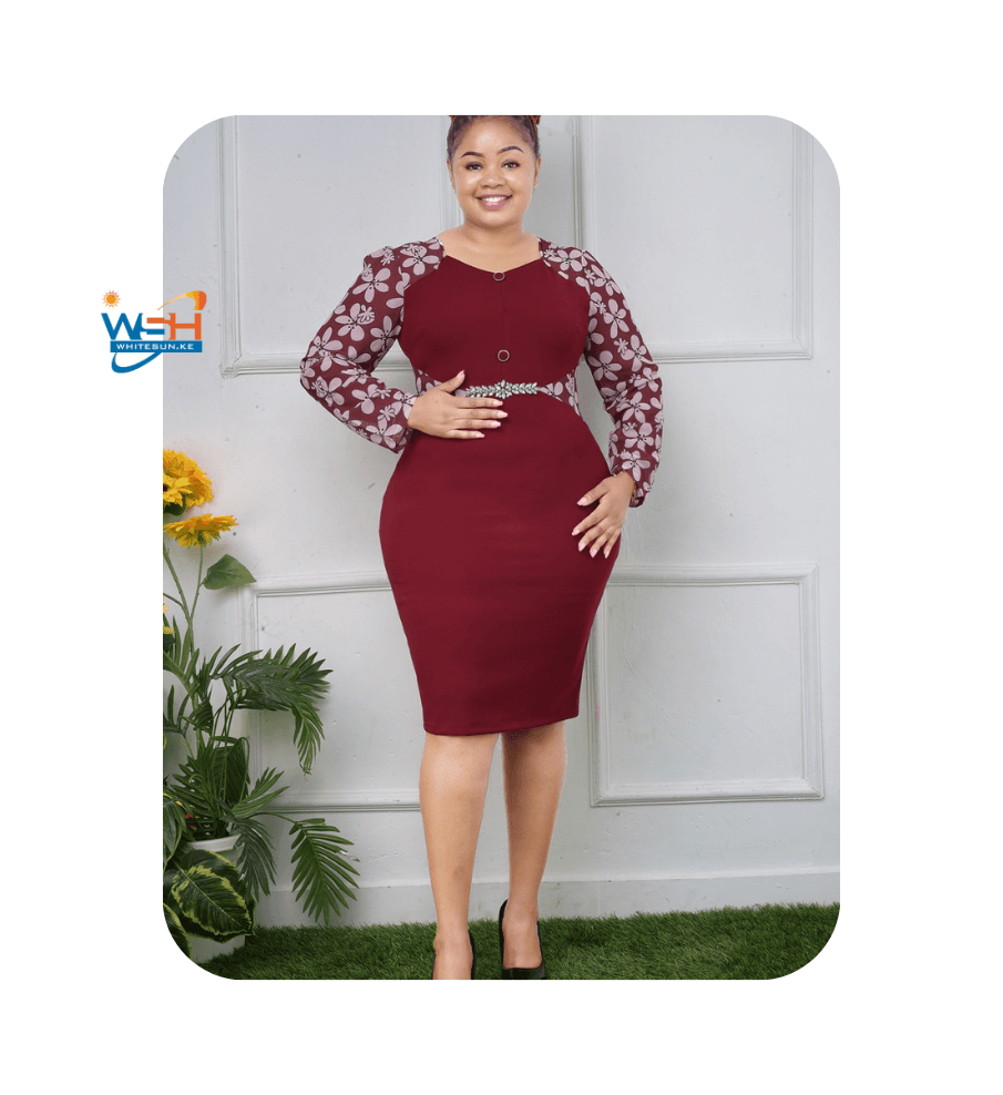 Elegant Maroon Floral Dress