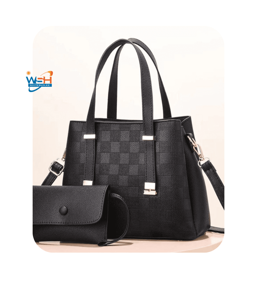 Stylish Textured Black Handbag