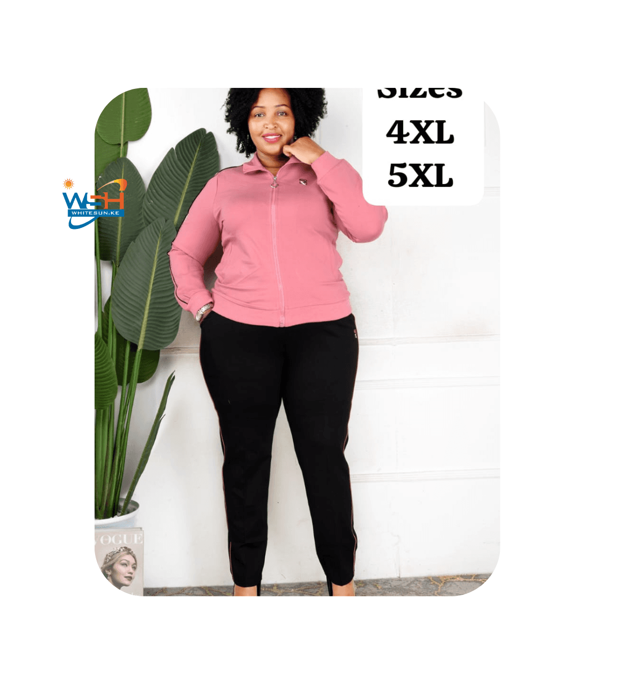 Stylish Plus Size Women's Tracksuit - Pink and Black