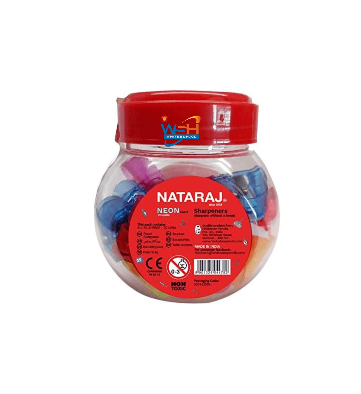 NATRAJ NEON HEART SHARPENERS-ASSORTED COLOURS PACKED 20 PCS IN A JAR Thumbnail 2