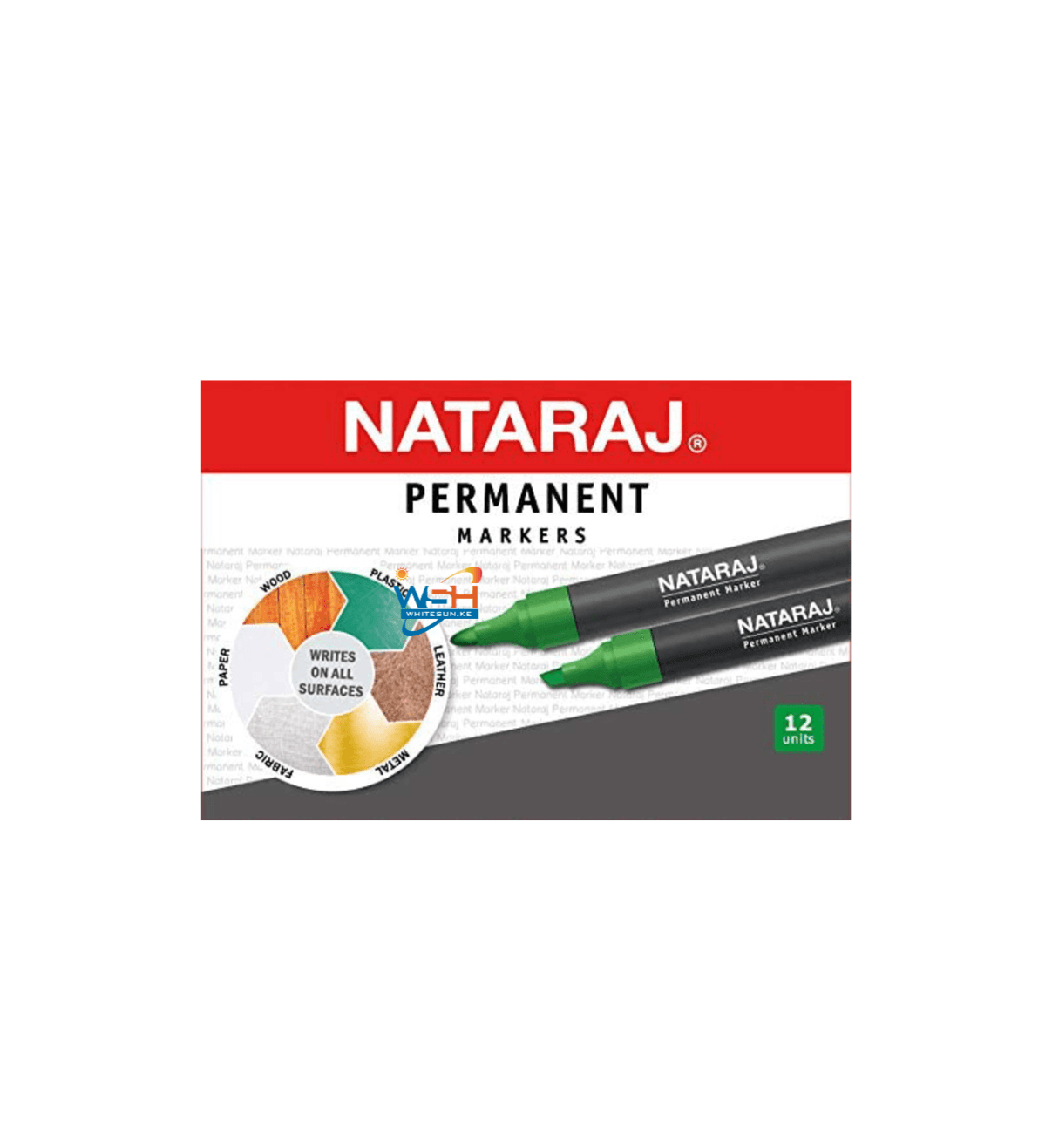 Nataraj 12 x Green Permanent Marker Pens 2mm Bullet Tip Not Erasable For Office and Home Thumbnail 3