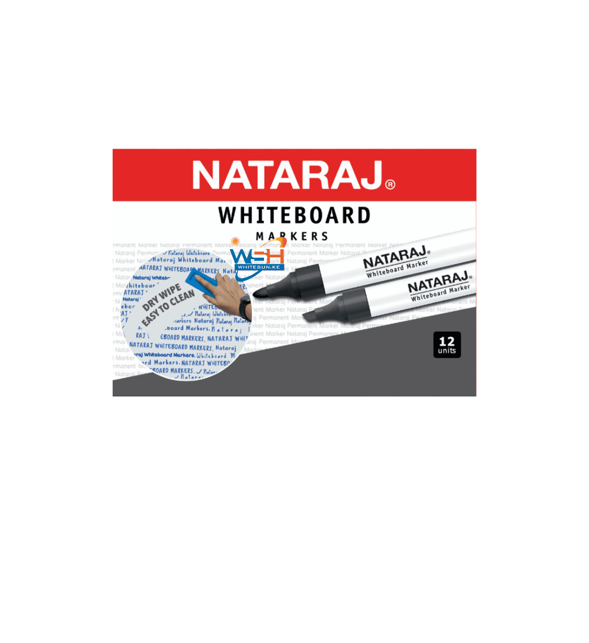Nataraj 12-Piece Bullet Tip White Board Marker, 2mm, Black