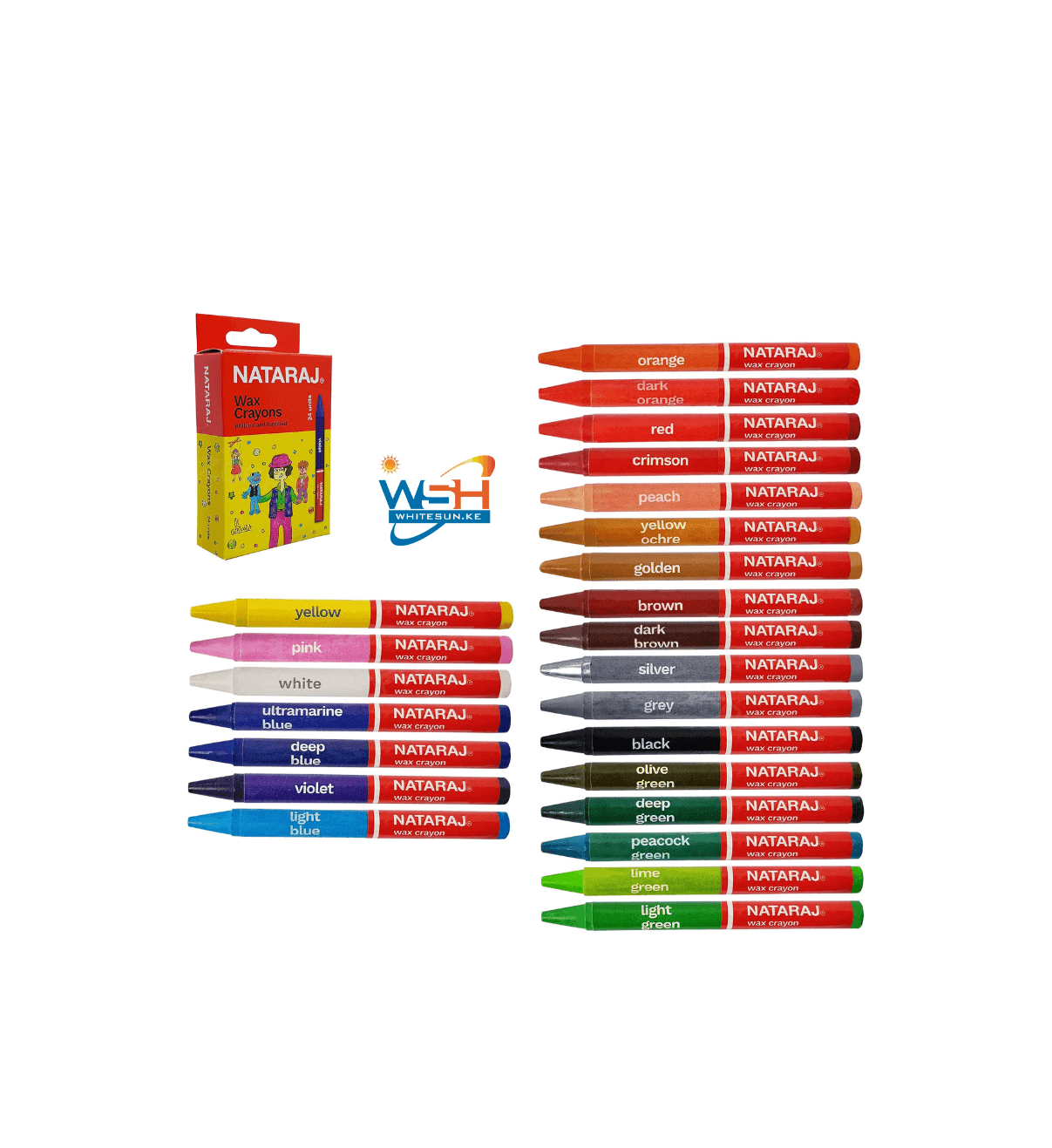 NATARAJ Wax Crayons 24 Colours, 90 mm