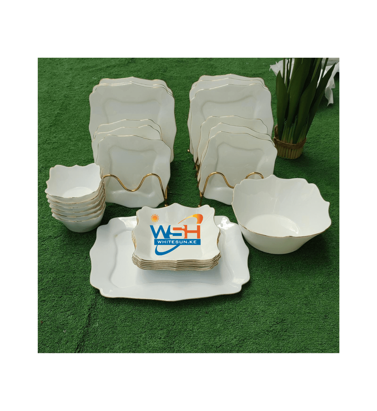 White Ceramic Dinner Set (Set Of 26)