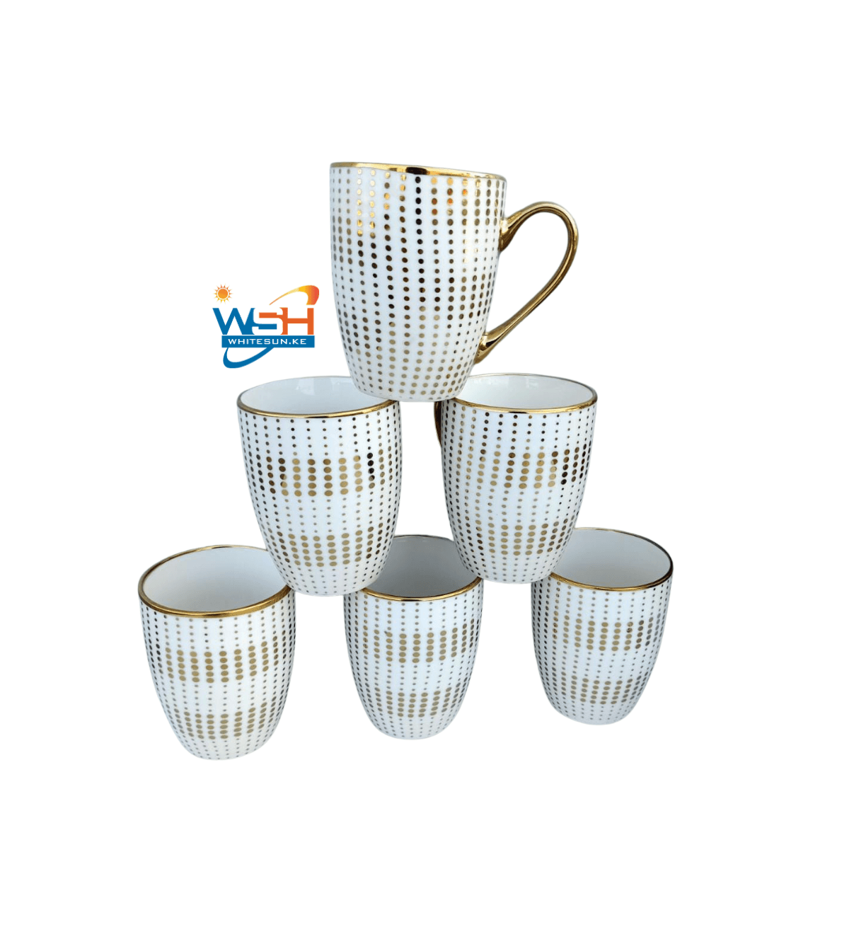 Set of 6 Gold Printed Tea/Coffee Mugs