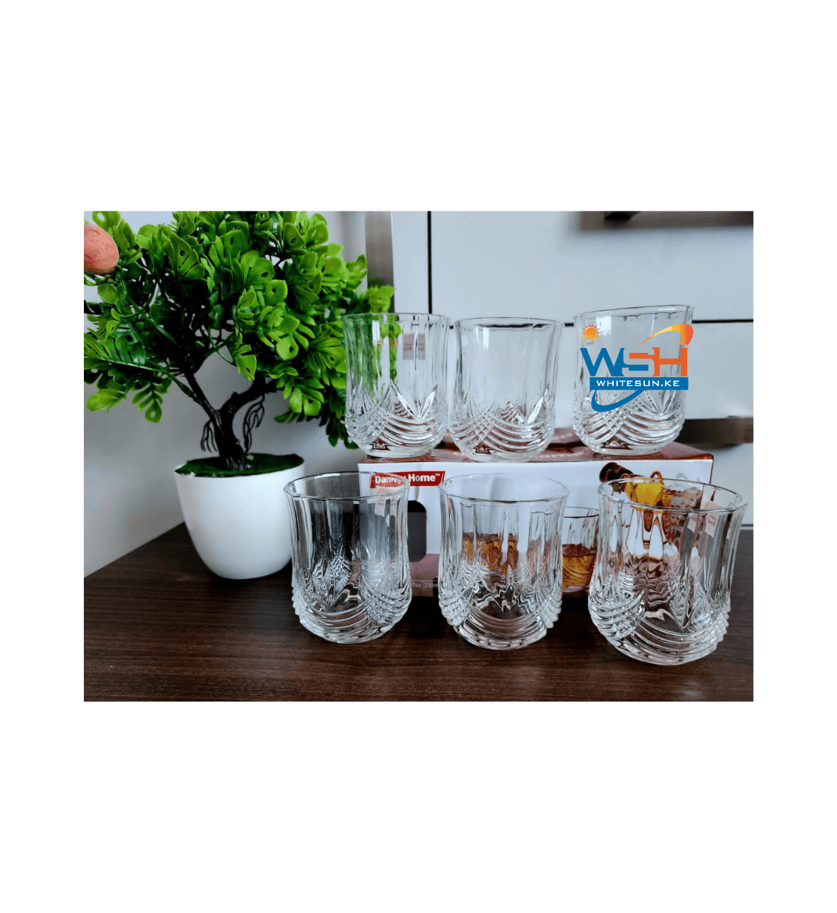 High quality clear 210ml Whiskey glasses in set of 6pcs
