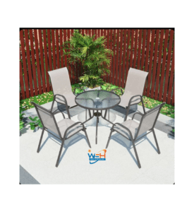 Large 4-Piece Metal Textilene Patio Bistro Dining Set - Modern Outdoor Furniture Collection