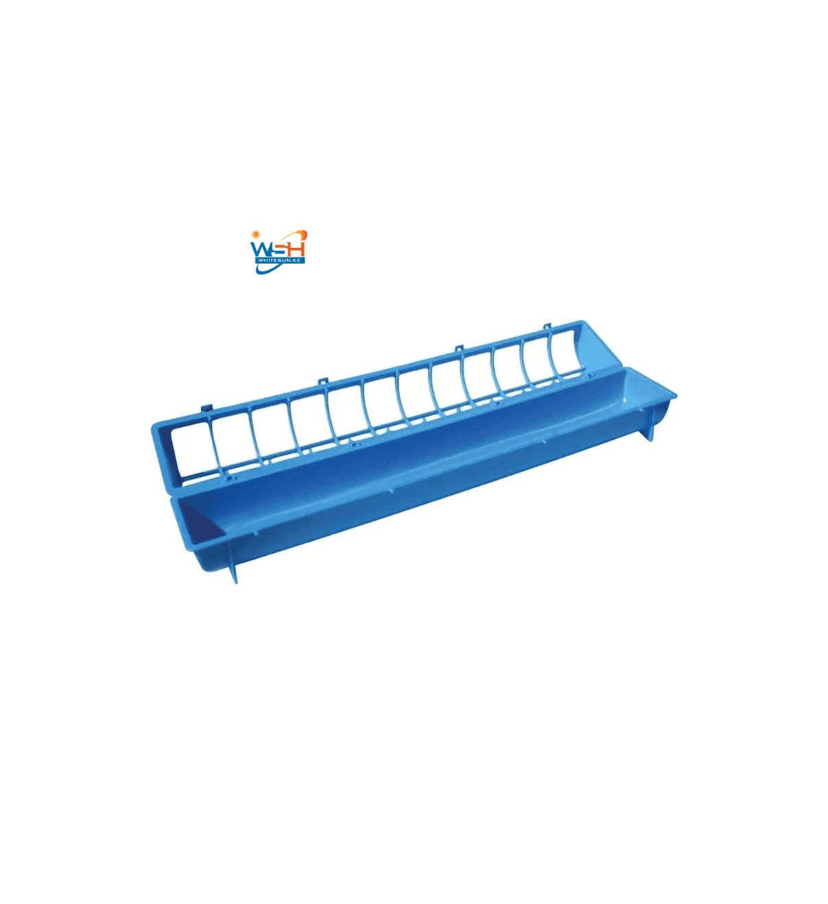 68cm Long Poultry Feeder Chicken Feeding Trough Blue Plastic Flip Top Container
