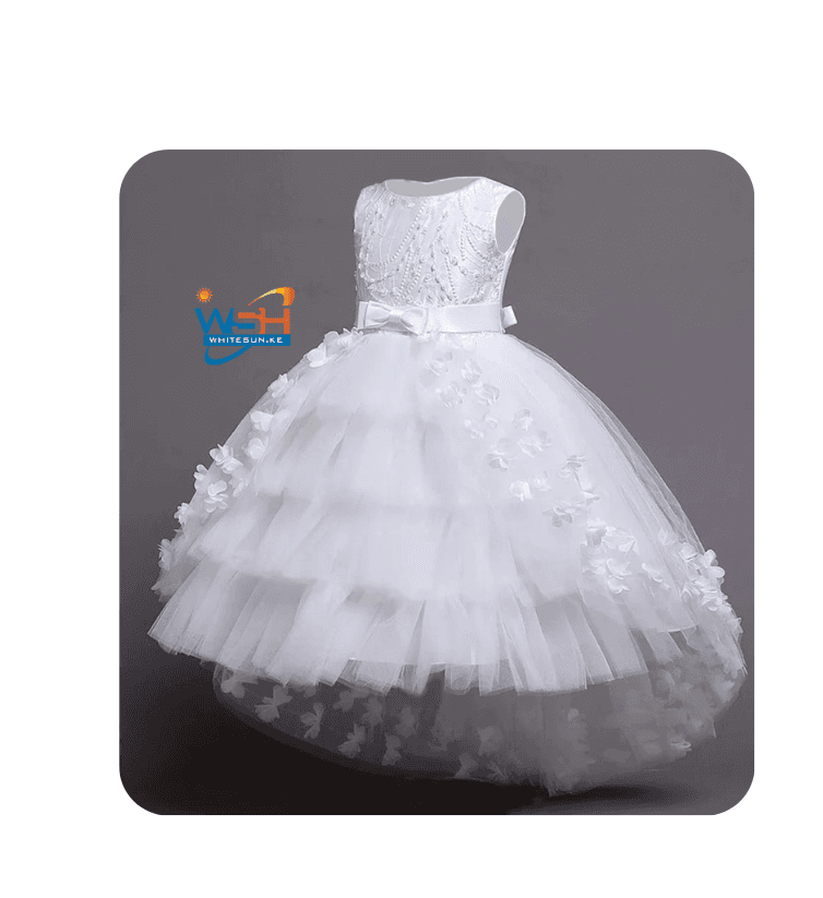 Sleeveless Kids Dress with Floral Appliqués 1