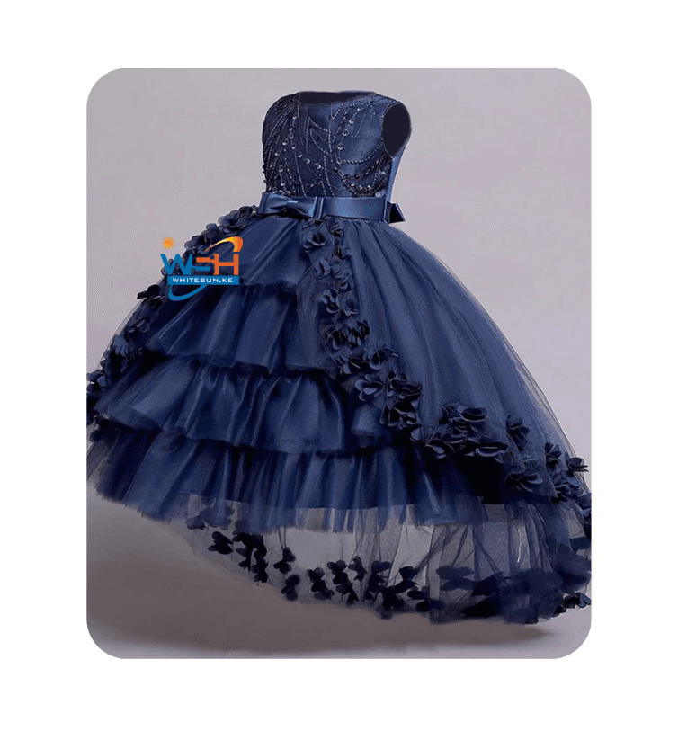 Sleeveless Kids Dress with Floral Appliqués 5