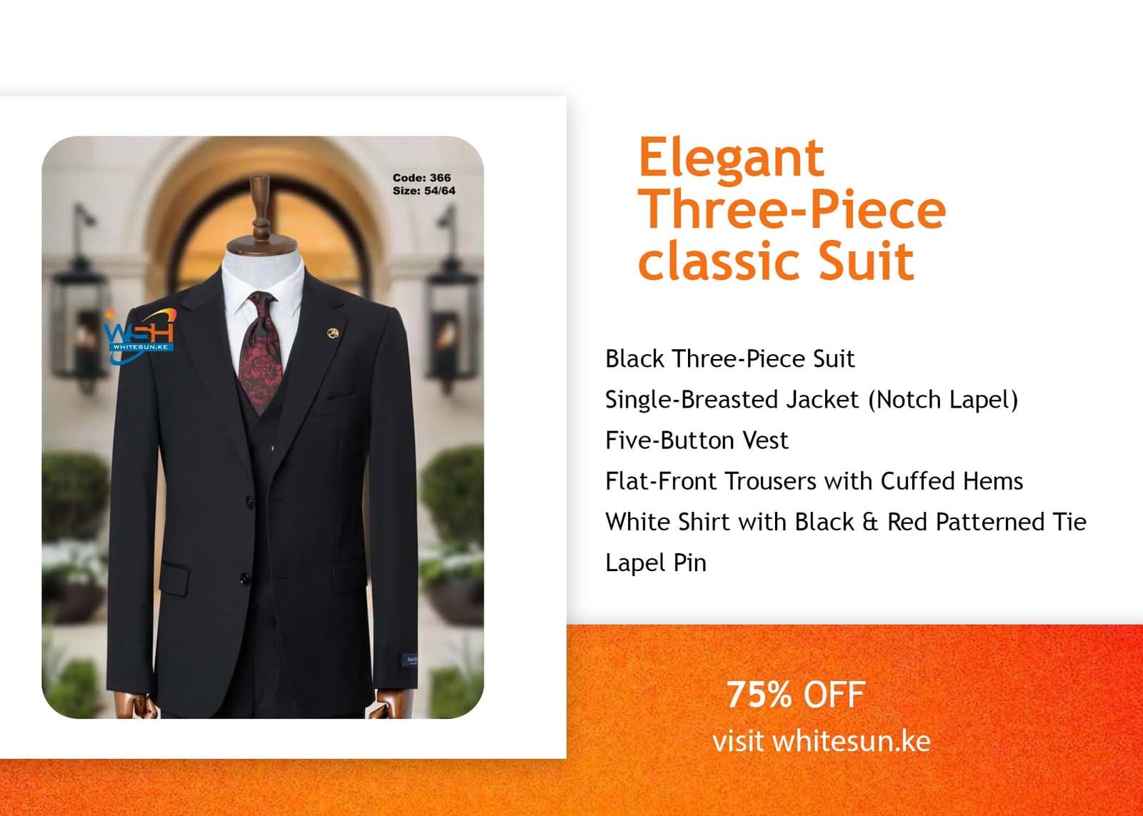 Black Three-Piece classic Suit Thumbnail 2