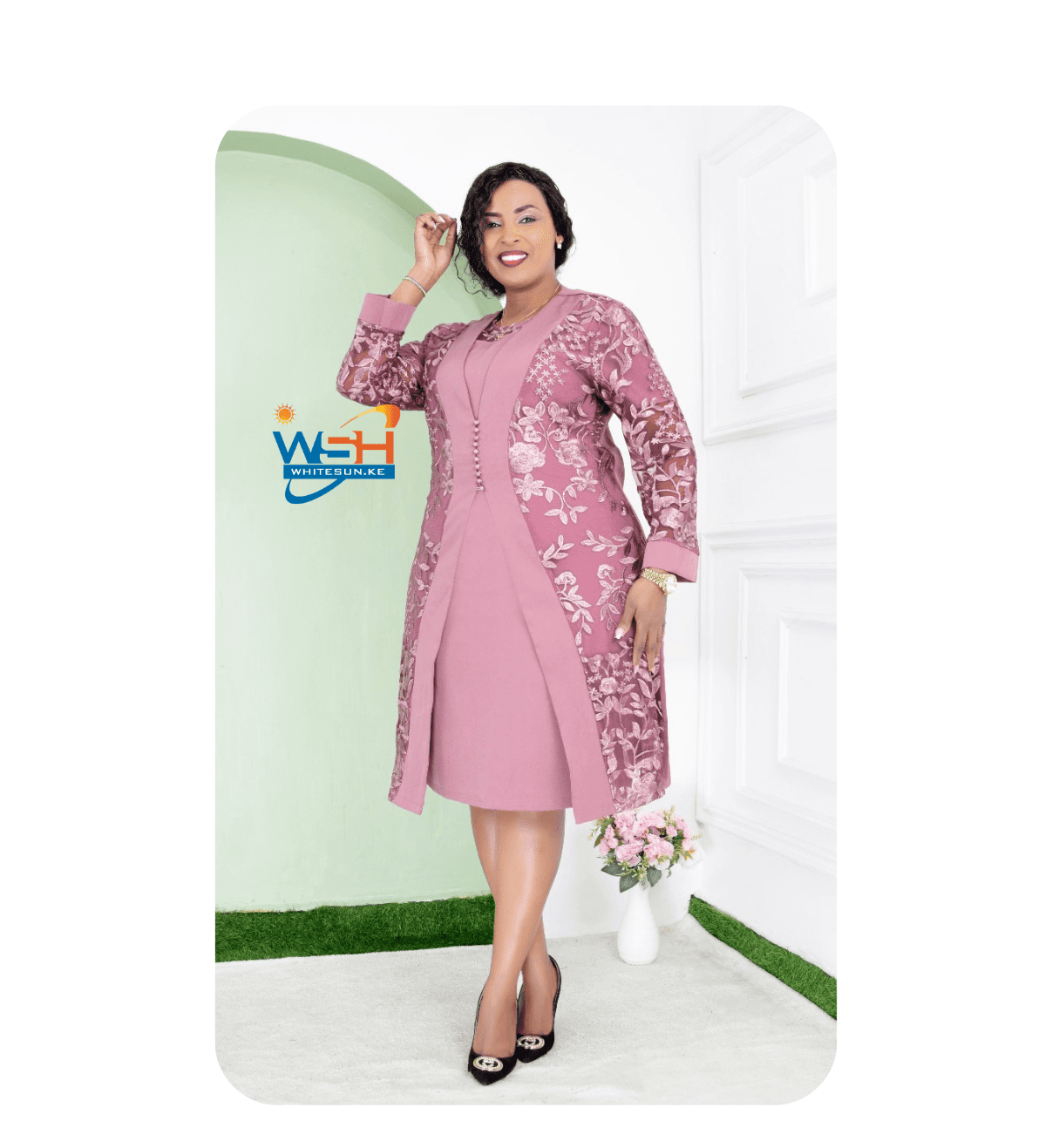 Elegant Dress with Lace Jacket