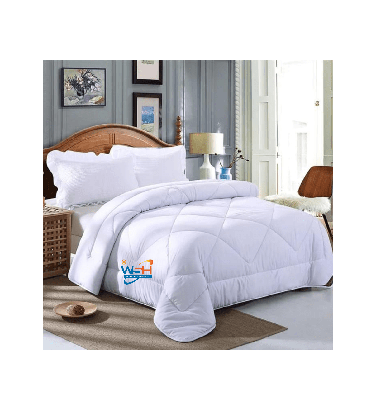 High Quality White Striped Binded Duvet set- 4PC 6*7. PURE COTTON