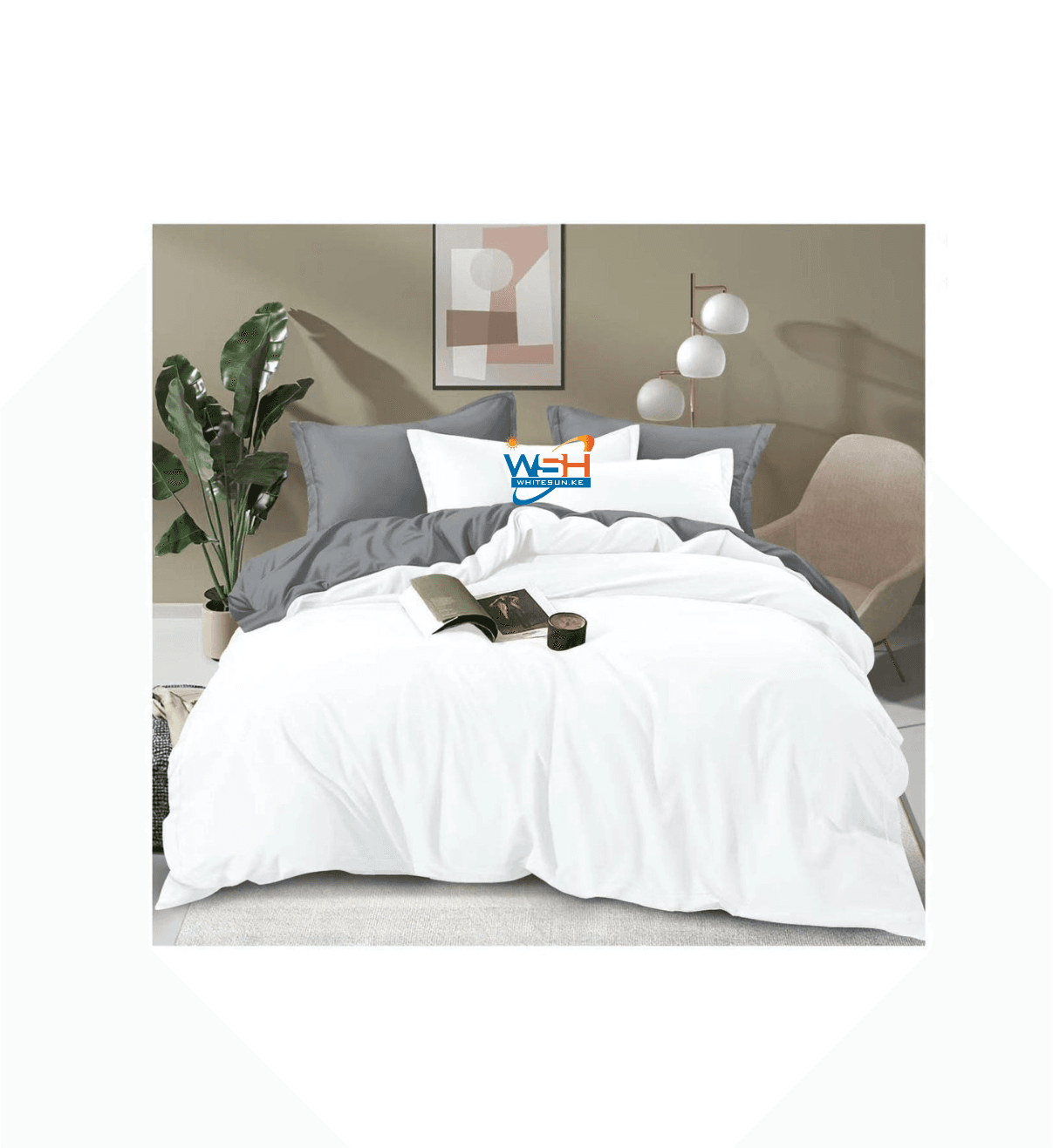 2 Sided Cotton Duvet Cover grey and white