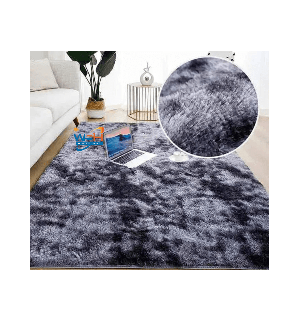 Dark Grey Patched Soft And Tender Fluffy Carpet