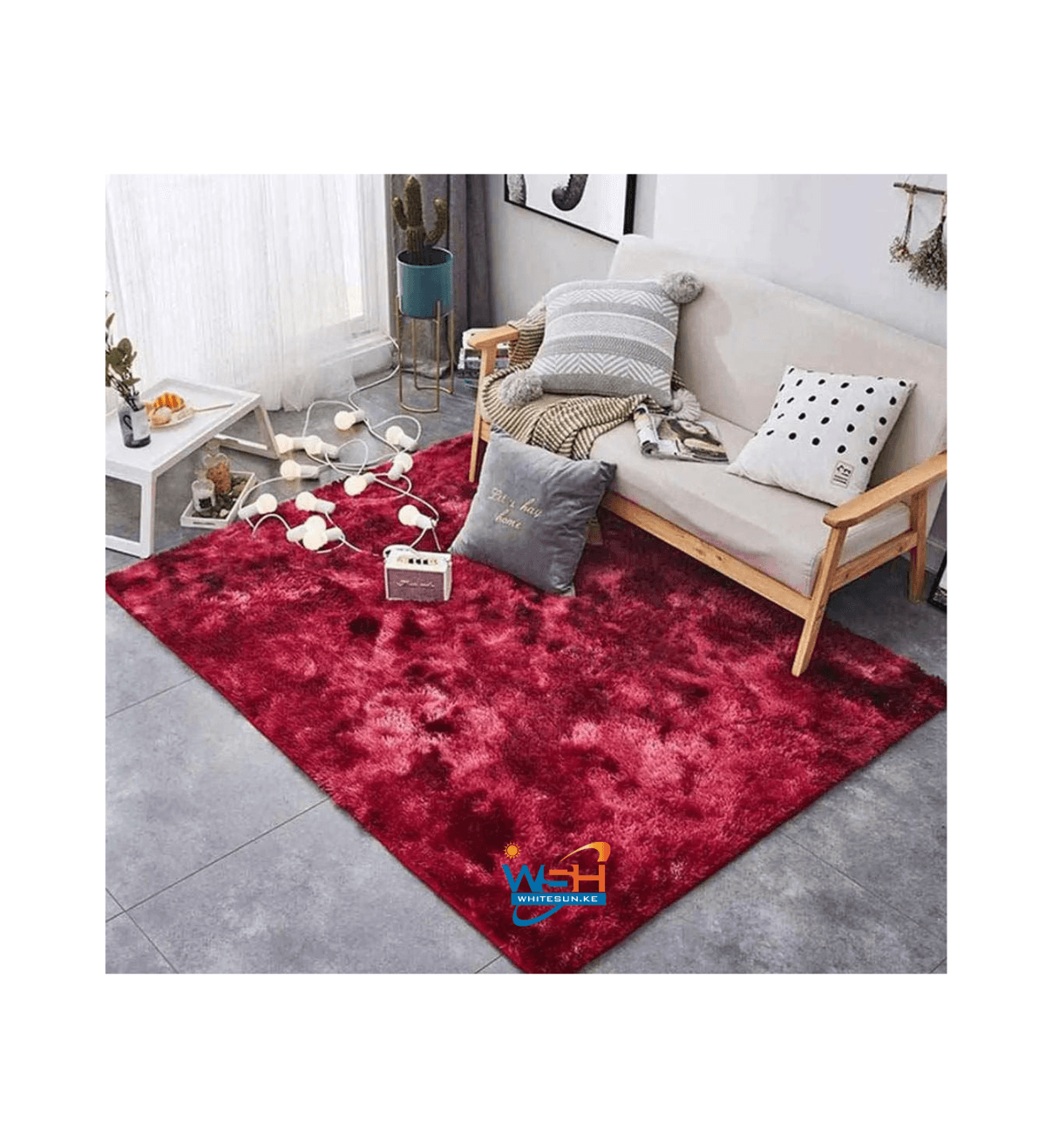 Red Patched Soft And Tender Fluffy Carpet