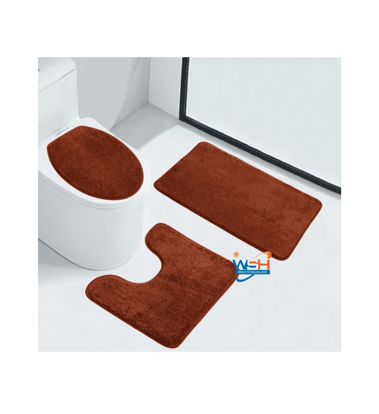 3pcs Bathroom &Toilet Mats, Maroon
