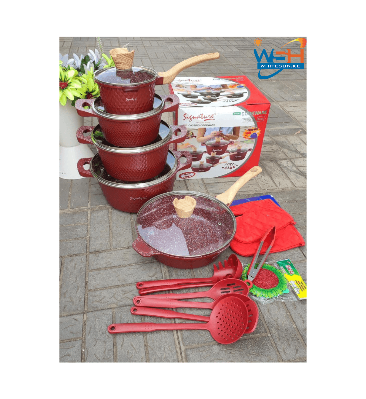 Signature Heavy duty 21 PCS quality aluminium die cast Non-Stick Cooking Pot Sufuria & Cookware Set/nonstick cooking tools