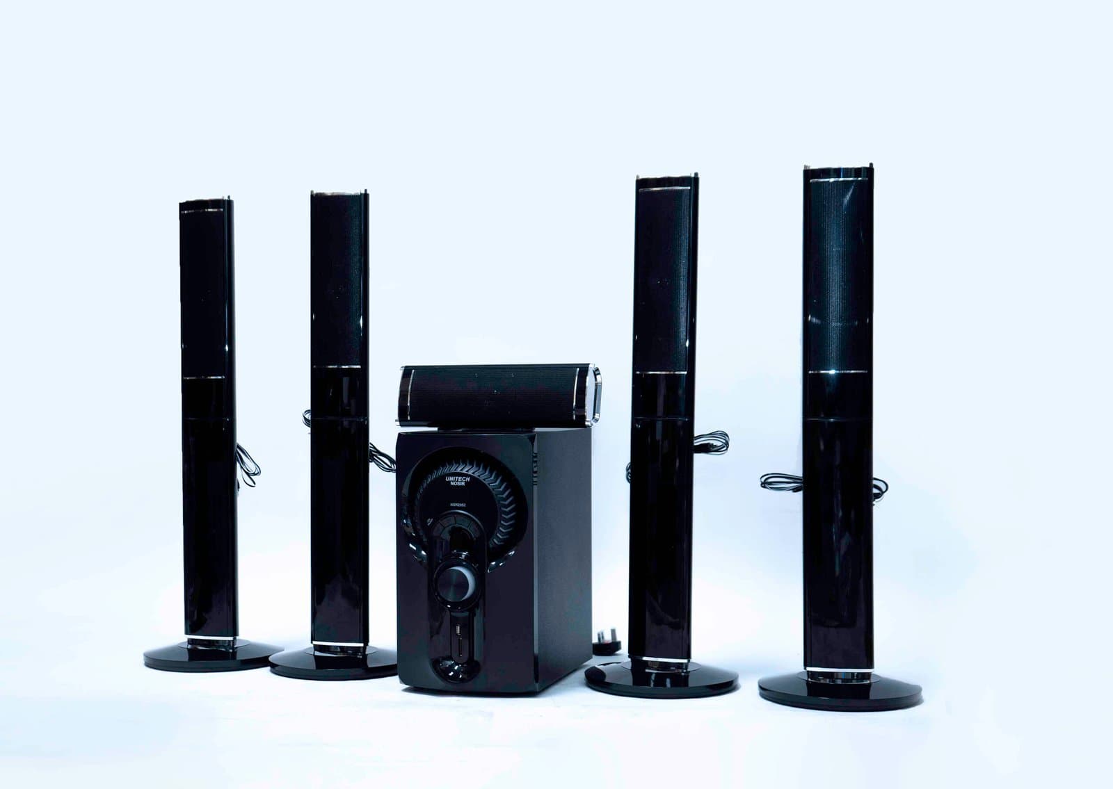 Whitesun UNITEch NOSIR NSR2052 2.1-Channel Home Theater Speaker System – 45 W RMS Main + (5×10 W) Satellites, 6.5″ Subwoofer, Bluetooth, USB/SD/FM & Remote Thumbnail 2