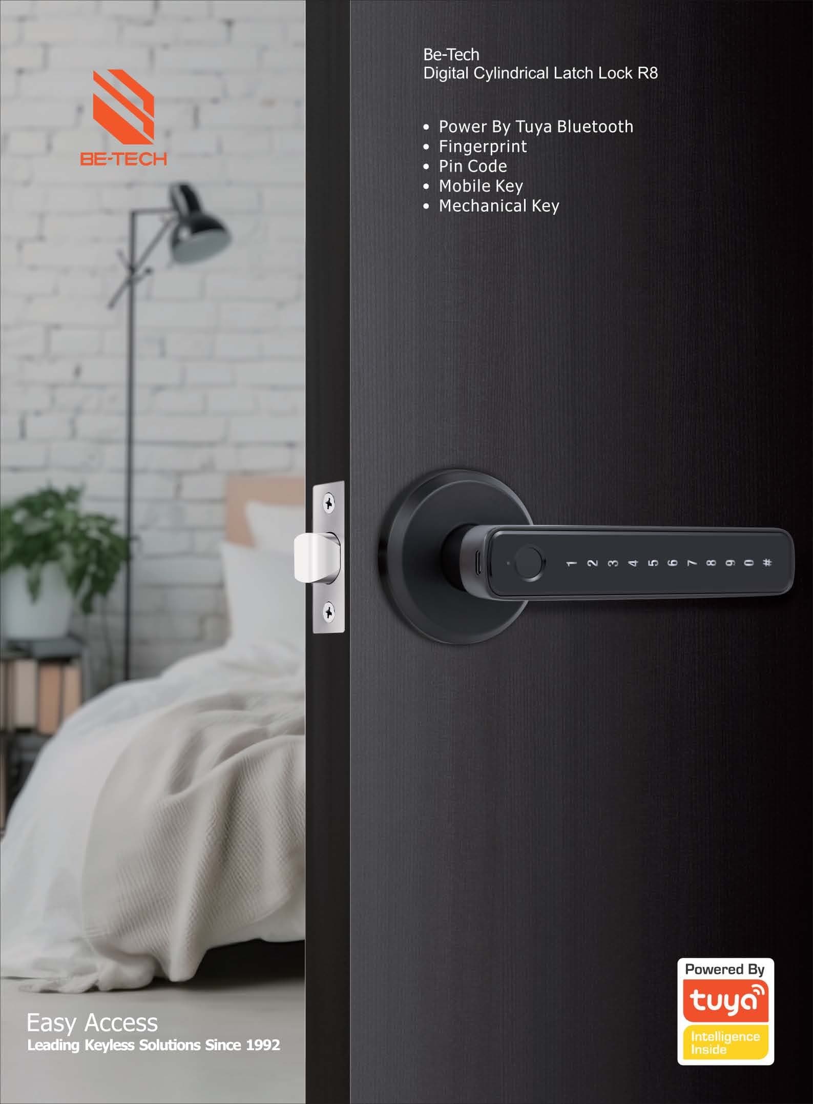 Be-Tech R8 Digital Cylindrical Latch Lock | Smart Security for Modern Homes & Offices