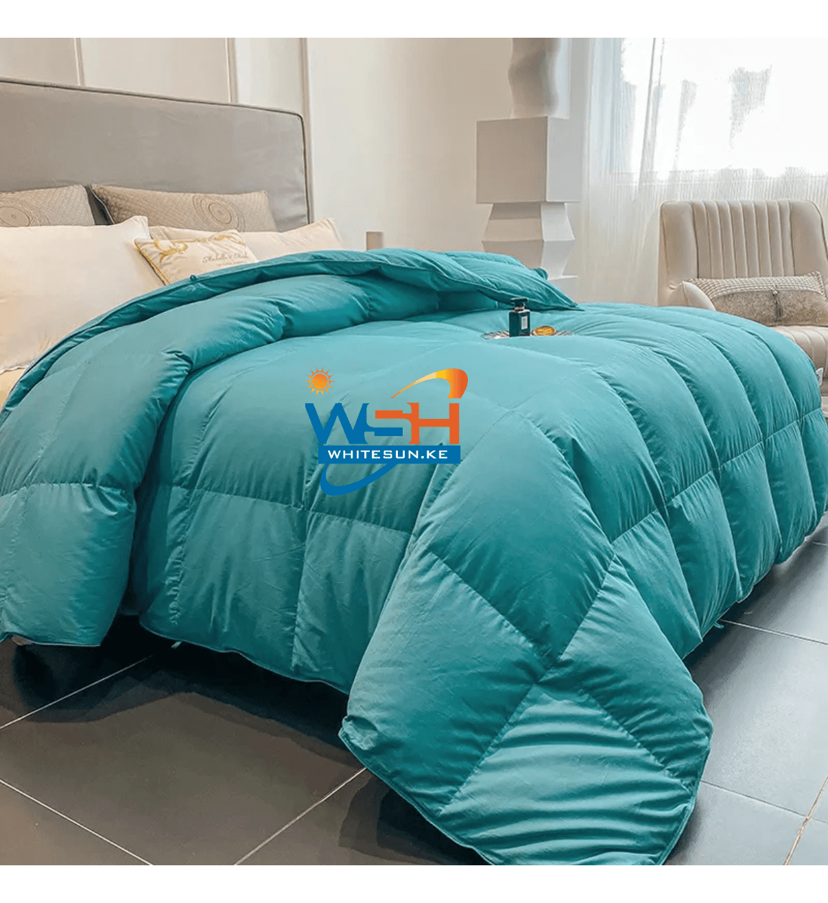 90% Goose Down & 10%Goose Feathers 100% cotton 260x220cm White Duvet. Thumbnail 5