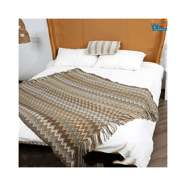 Boho Knitted Throw Blanket with Fringe, Cozy Summer Knit Blankets for Couch, Bohemian Throws, Soft Decorative Throw Blankets with Tassels for Sofa, Bed ,Chair, Office,Travel (Green, 50" x 80")