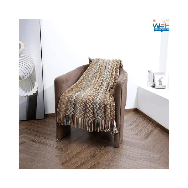 Boho Knitted Throw Blanket with Fringe, Cozy Summer Knit Blankets for Couch, Bohemian Throws, Soft Decorative Throw Blankets with Tassels for Sofa, Bed ,Chair, Office,Travel (Green, 50" x 80") Thumbnail 2