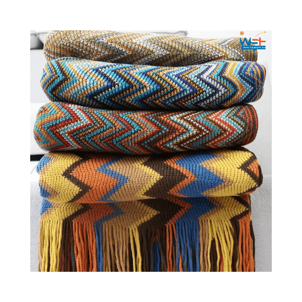 Boho Knitted Throw Blanket with Fringe, Cozy Summer Knit Blankets for Couch, Bohemian Throws, Soft Decorative Throw Blankets with Tassels for Sofa, Bed ,Chair, Office,Travel (Green, 50" x 80") Thumbnail 3