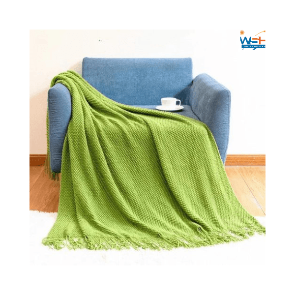 Pineapple Grid Knitted Blanket Solid Color Fringe Decoration Blanket Cover Soft Bean Blankets For Office Nap Couch And Bed Xmas