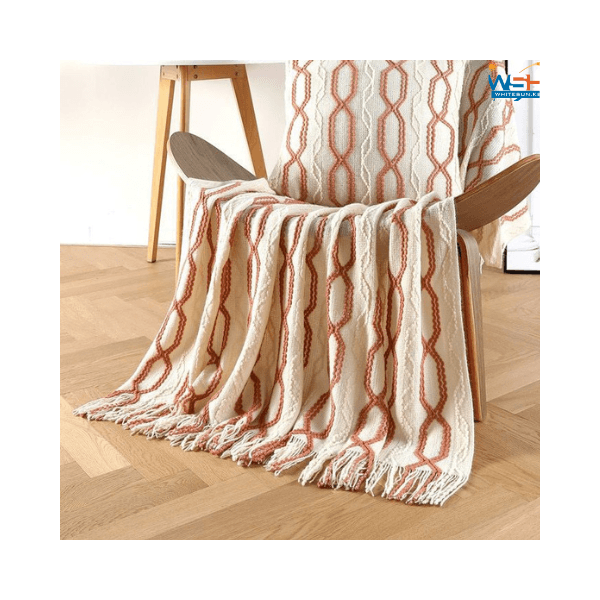 Cream-Brown Lunarose Throw Blanket for Couch,Soft Cozy Knit Blanket with Tassel,Lightweight Decorative Throw for Sofa Chair Bed Travel and Living Room
