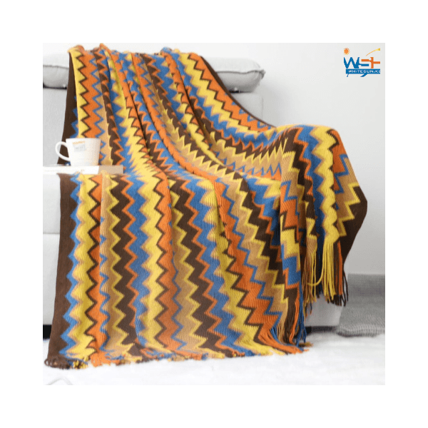 Bohemian Knitted Throw Blanket Nordic Style Throw with Tassels, Acrylic Knitted Throw Decorative for Sofa Chair Bed Couch Settee, Warm Thick Armchair Cover Soft Blanket