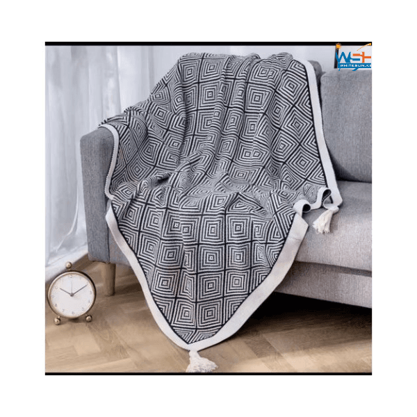 Bohemian Knitted Throw Blanket, Black and White