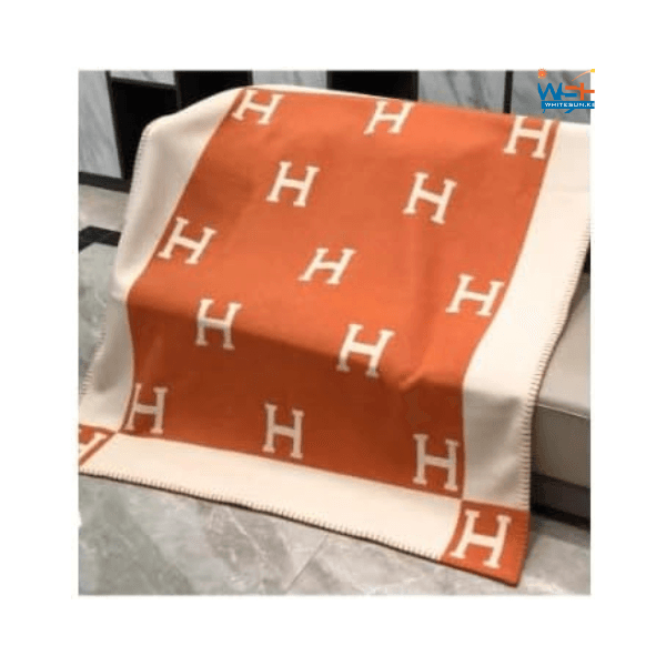 Warm and Cozy Woollen Throw Blanket- Avalon Blanket -Hermes Themed Design 130* 170-Orange