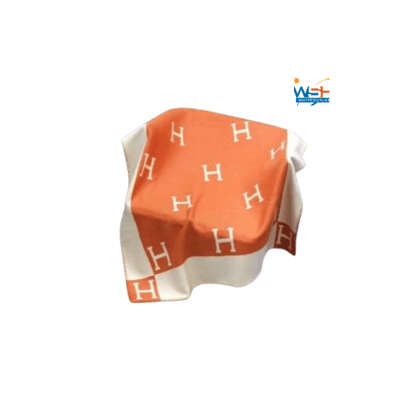 Warm and Cozy Woollen Throw Blanket- Avalon Blanket -Hermes Themed Design 130* 170-Orange Thumbnail 2