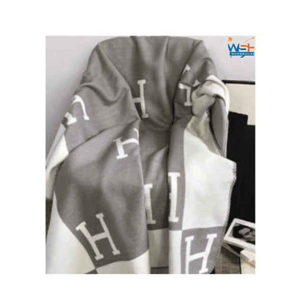 Warm and Cozy Woollen Throw Blanket- Avalon Blanket -Hermes Themed Design 130 * 170-Grey