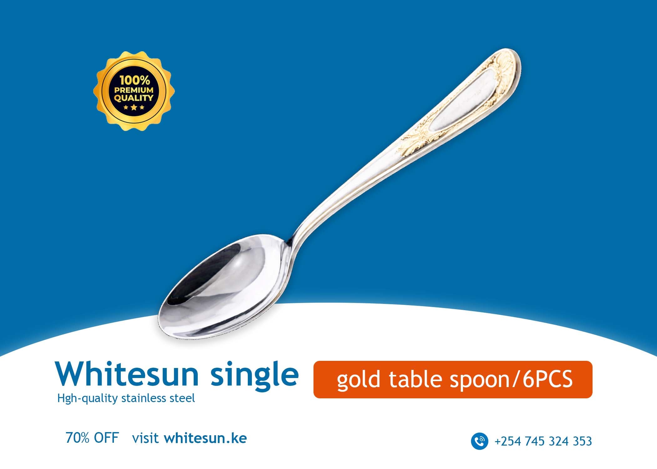 Whitesun single gold table spoon/6PCS