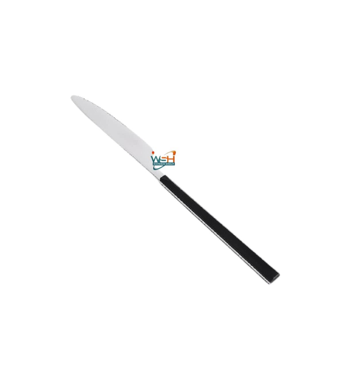 Whitesun 12 Pieces silver table knives with black handles