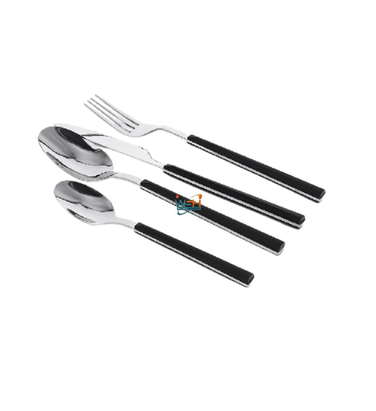 Whitesun 16 pieces dinner set with black handles