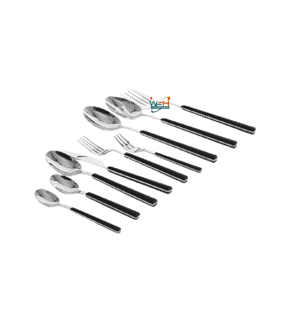 Whitesun 45 piece dinner set with black handles