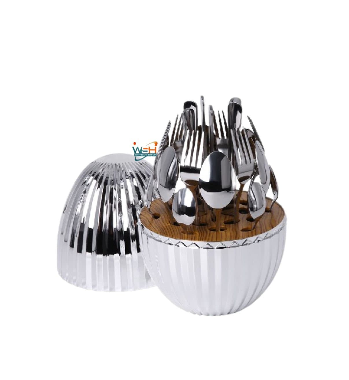 Whitesun 24 piece egg shaped table ware cutlery set