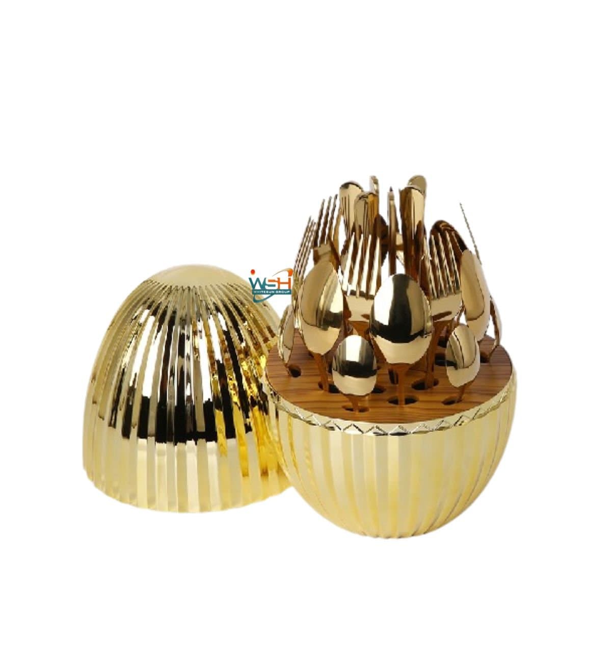 Whitesun 24pcs gold egg shaped cutlery set