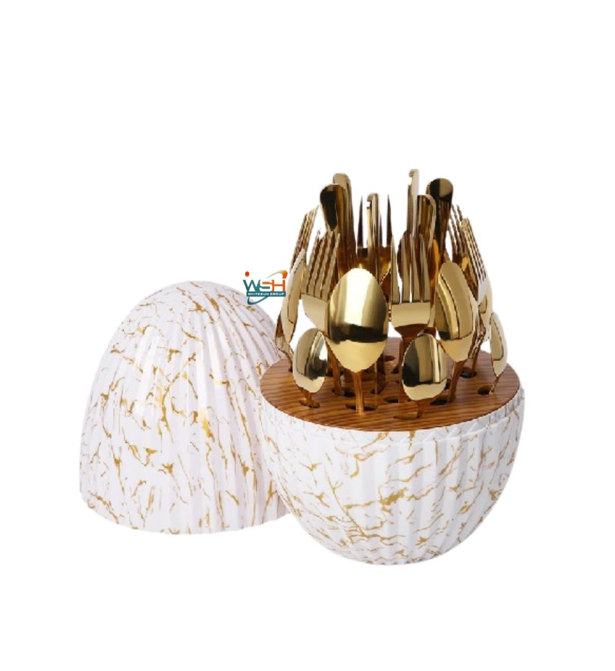 Whitesun 24 piece marbling egg shaped table ware