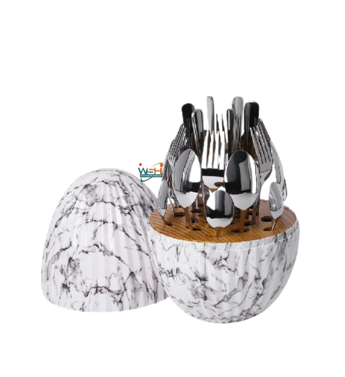 Whitesun 24 piece marbling egg shaped table ware