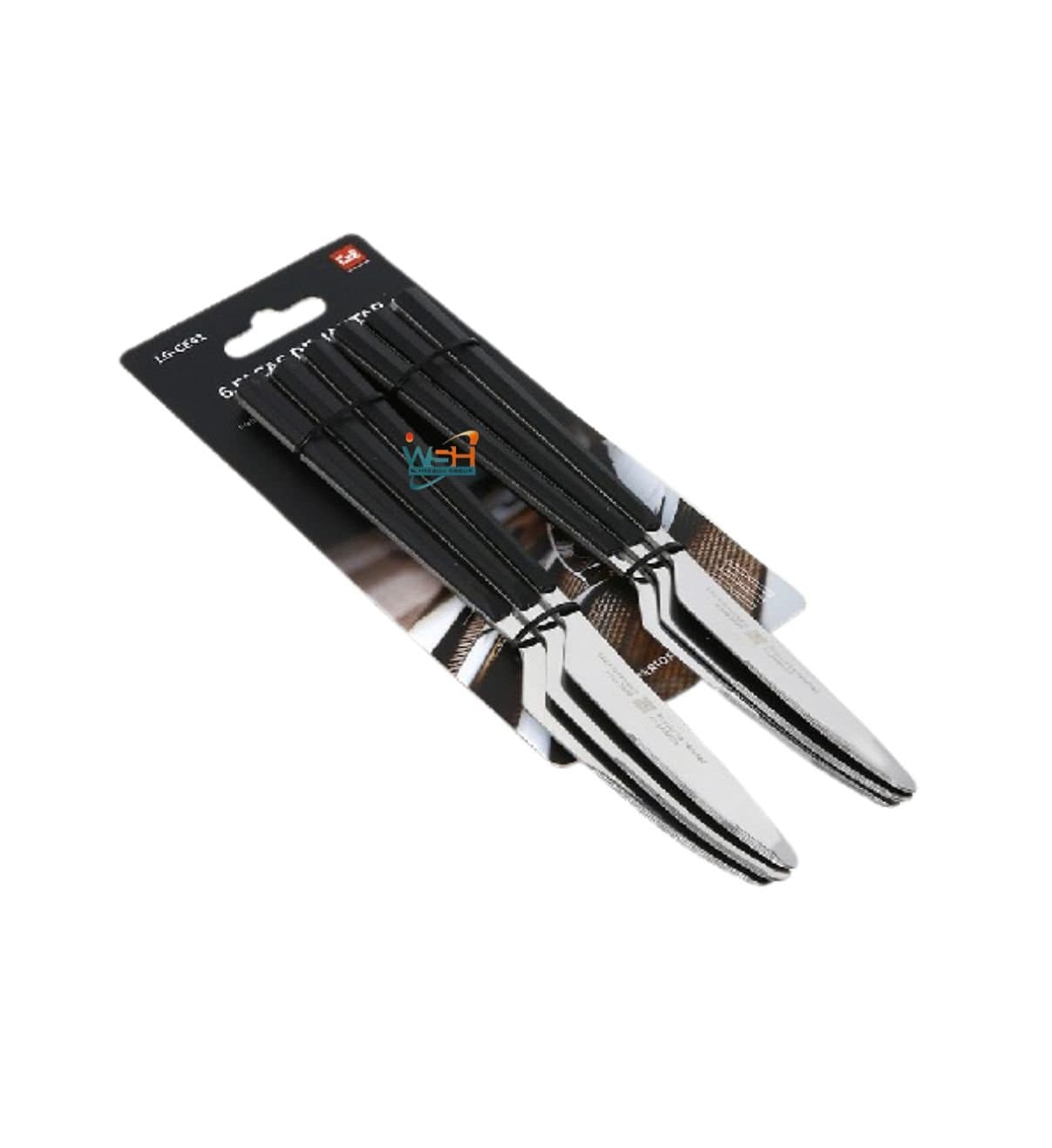 Whitesun 6 pieces stainless steel table knives with black handles