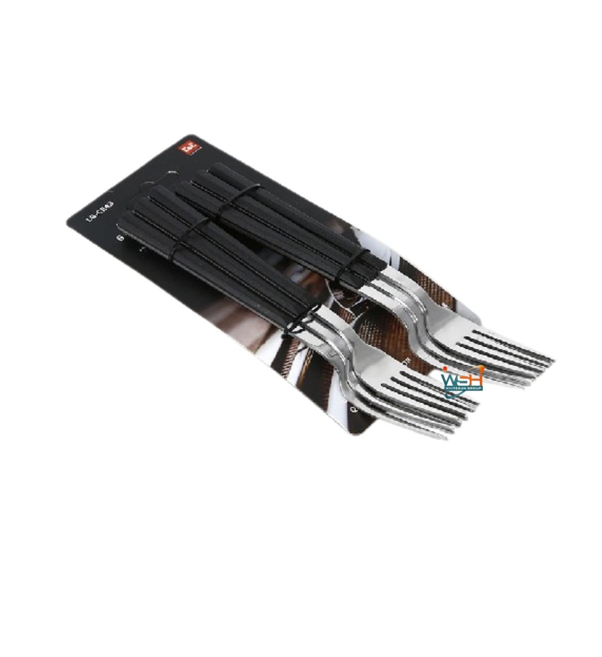 Whitesun 6 Pieces stainless steel table forks with black handles