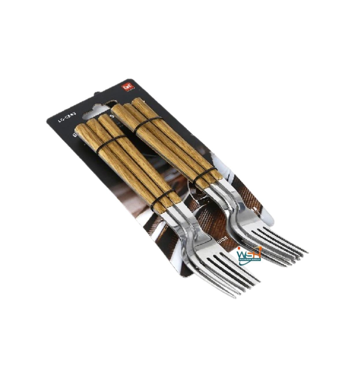 Whitesun 6 pc stainless steel table forks with wooden handle