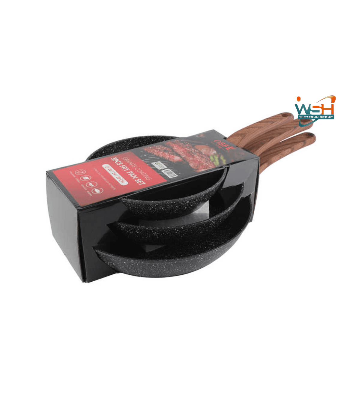 3pcs Fry Pana Double Healthy Safety Induction Aluminum Granite Nonstick Frying Pan Kitchen Cooking Cookware Thumbnail 3